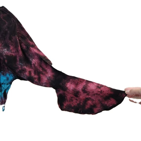 Gypsy Rose Peasant Top Tie Dye Bell Flutter 3/4 Sleeve Scoop Tie Neck Hippie Med - Picture 8 of 14